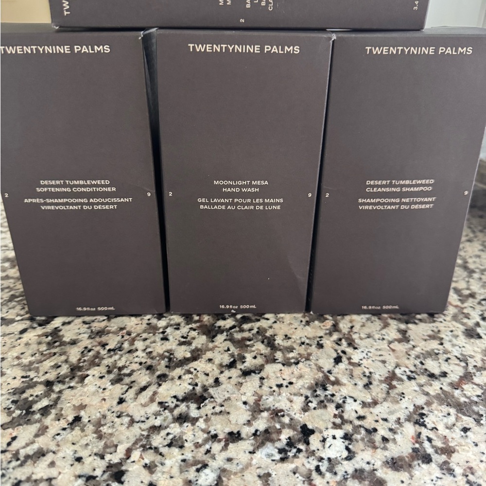 Twentynine Palms Set. Shampoo, conditioner, hand wash and hand cream.